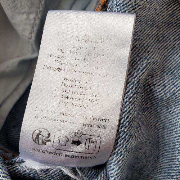 Sezane Le Crop Jeans High Rise Wide Leg Cropped Blue Denim Wash 48 US 16 - Picture 9 of 9